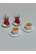 4 تایی 2 چای 2 قهوه – لوازم جانبی مینیاتوری خانه عروسکی و دیوراما تلفن تزئینی