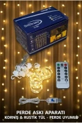 پرده چراغ ال ای دی 300 لامپی 10 آویز برای دکوراسیون اتاق سال نو با 8 عملکرد، کنترل از راه دور، 3x3 متر، آویز صاف