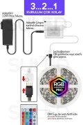 نوار LED 5 متری انیمیشنی با کنترل از راه دور و ترانس RGB نوار نورپردازی پارتی