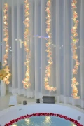 گل مصنوعی گیلاس (ساکورا) و مجموعه چراغ LED سه متری - پیچک گل مصنوعی - 1.85 متر گل