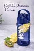 بطری ورزشی شفاف - 1000 میلی لیتر با نی، درب قفل دار، طراحی ضد نشت