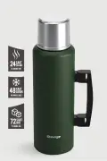 ترموس استیل کلاسیک 4 کمپ با دسته و وکیوم 1.5 لیتر سبز ST-206