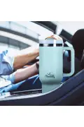 ماگ ترموس استیل دو جداره با درب سه مرحله‌ای 1200 میلی‌لیتر رنگ سبز آبی SI244021