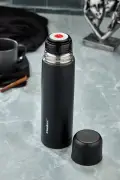 ترموس دو جداره استیل ضد زنگ 750 میلی لیتر سیاه (چای قهوه پیک نیک کمپینگ فضای باز دفتر هتل کافه مدرسه)