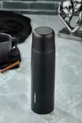 ترموس دو جداره استیل ضد زنگ 750 میلی لیتر سیاه (چای قهوه پیک نیک کمپینگ فضای باز دفتر هتل کافه مدرسه)