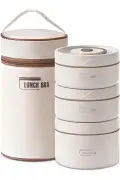 ست ظرف غذای عایق حرارتی استیل ضد زنگ 3 قلو با کیف 304 استیل 2 x 420ml + 550ml