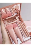 ست براش آرایشی ۵ عددی با آینه شامل براش سایه، فونداسیون، رژگونه و براش‌های آرایشی