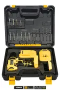 دریل شارژی با چراغ LED و کیف حمل گیربکس فلزی دو باتری 12 ولت