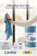دستمال تمیزکننده چندمنظوره میکروفیبر 100% لاوین (20 عددی) رنگ آبی 25x32 سایز بزرگ