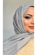 شال نخی طوسی طرح پلنگی