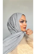 شال نخی طوسی طرح پلنگی