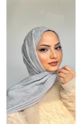 شال نخی طوسی طرح پلنگی
