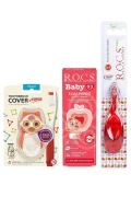 ست مراقبت نوزاد جغد Rocs - خمیر دندان نوزاد + مسواک + ظرف نگهداری جغد Flipper