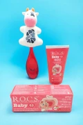 ست کامل مراقبت از دهان نوزاد Rocs - خمیر دندان نوزاد، مسواک نوزاد، ظرف نگهدارنده گاوی