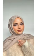 شال پنبه‌ای طرح پلنگی بژ