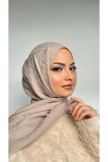 شال پنبه‌ای طرح پلنگی بژ
