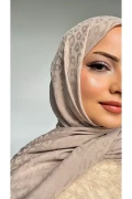 شال پنبه‌ای طرح پلنگی بژ