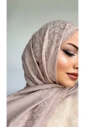 شال پنبه‌ای طرح پلنگی بژ