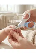 ست مراقبت از ناخن نوزاد 4 تکه - همراه با کیسه مخملی هدیه - آبی