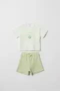 ست شورت و تی‌شرت نوزاد پسر، با طرح سلام دنیا