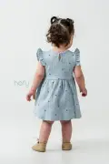 پیراهن دخترانه / نوزادی با آستین فرفری و طرح فیل شاداب، مناسب تابستان