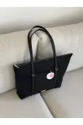 کیف دوشی بزرگ مشکی زنانه با جزئیات حلقه‌ای
