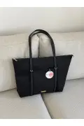 کیف دوشی بزرگ مشکی زنانه با جزئیات حلقه‌ای