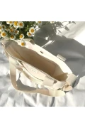 کیف کتان با دکمه چسبی، کیف دستی و دوشی زنانه با بند قابل تنظیم U:30 E:35 G:10 Cm