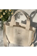 کیف کتان با دکمه چسبی، کیف دستی و دوشی زنانه با بند قابل تنظیم U:30 E:35 G:10 Cm