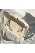 کیف کتان با دکمه چسبی، کیف دستی و دوشی زنانه با بند قابل تنظیم U:30 E:35 G:10 Cm