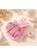 ست لباس و گردنبند گربه/سگ با طرح گلدار پریمیوم (2 تکه لباس و بند مخصوص پیاده‌روی) طراحی پریمیوم