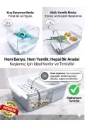 حمام و خوراکی هوشمند پرنده 2 در 1، ظرف شفاف حمام پرنده مناسب طوطی بهشتی