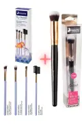 ست براش آرایش چشم و ابرو 4 عددی NASBRUSHSET92R + براش کانسیلر بیضی شکل NASBRUSH 136