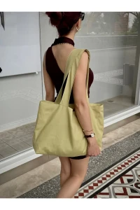 کیف دستی و دوشی کنواس رنگ سبز روغنی - پارچه ضد آب - کیف پارچه‌ای دستی و دوشی
