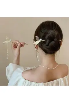 مدل جدید گیره موی فلزی با دانه مروارید دم ماهی