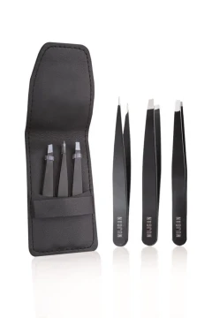 ست موچین حرفه‌ای ۳ تایی با کیف چرم مشکی