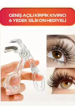 فرچه مژه فرکننده با دهانه عریض و قیچی مژه فرکننده با 6 عدد سیلیکونی یدک