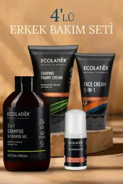 ست مراقبت مردانه ۴ تایی شامل کرم صورت، شامپو، ژل دوش و کرم اصلاح