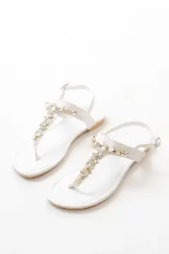 سندل زنانه پارماک آراسی با سنگ نقره‌ای سفید 152-1110