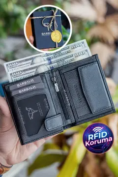 کیف پول مردانه چرم طبیعی سیاه با محفظه سکه Jcksn101