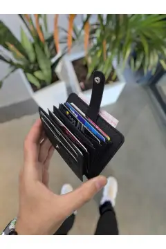 کیف کارت آکاردئونی با جیب شناسایی مخصوص شخصی مردانه 8600 از جنس چرم طبیعی - سیاه
