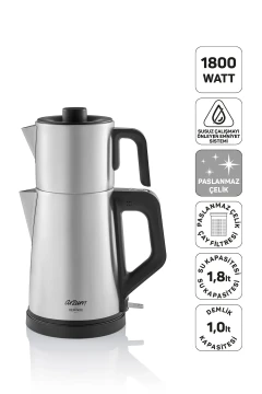 چای‌ساز AR3129 دمیند 1800 وات، ظرفیت 1 لیتر، استیل