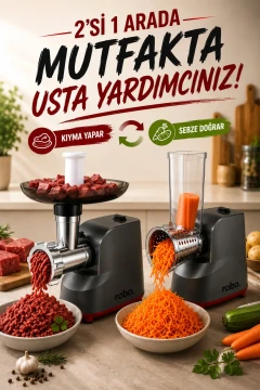 چرخ گوشت برقی و رنده سبزیجات – 500 وات، 7 سری، 3 دیسک چرخ گوشت (3-5-7 میلیمتر)، با سری سوسیس و کوفته داخل