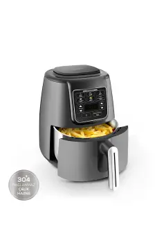 سرخ‌کن هوایی کاراکا مدل Air Pro Cook Köz Steel XL با محفظه استیل رنگ فضایی ۴ لیتر مناسب برای ۴ نفر