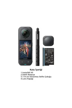 کیت شروع دوربین اکشن X5 8K 360 – حسگر دوگانه، باتری اضافی، چوب سلفی، HDR فعال