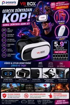 عینک واقعیت مجازی Xx-33 Vrbox 3D 2 با کنترل از راه دور هدیه