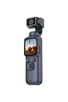 دوربین اکشن حرفه‌ای 4K Ultra HD | دوربین ویدئو بلاگ، گیمبال، چرخش 330°، تثبیت بالا، دنبال کردن چهره، صفحه لمسی، سیاه