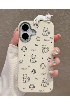 کاور سیلیکونی گوشی با طرح گربه خوابیده 3D مدل Happy Cat