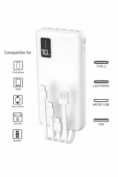 پاوربانک چندکاره با نمایشگر دیجیتال 10.000 Mah، سیاه، دستگاه شارژ قابل حمل LCD