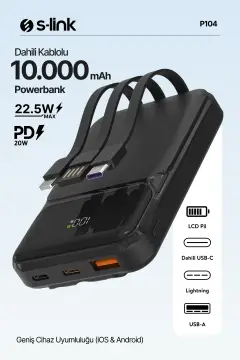 پاوربانک LCD سیاه 10000mAh PRM با کابل داخلی HSC22.5W+PD20W